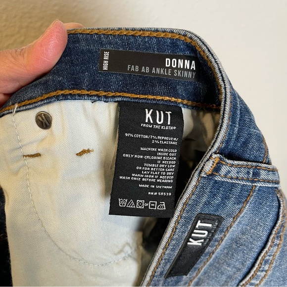 KUT from the Kloth Donna High Rise Fab Ab Ankle Skinny Jeans Size 18 Raw Hem - Picture 5 of 12